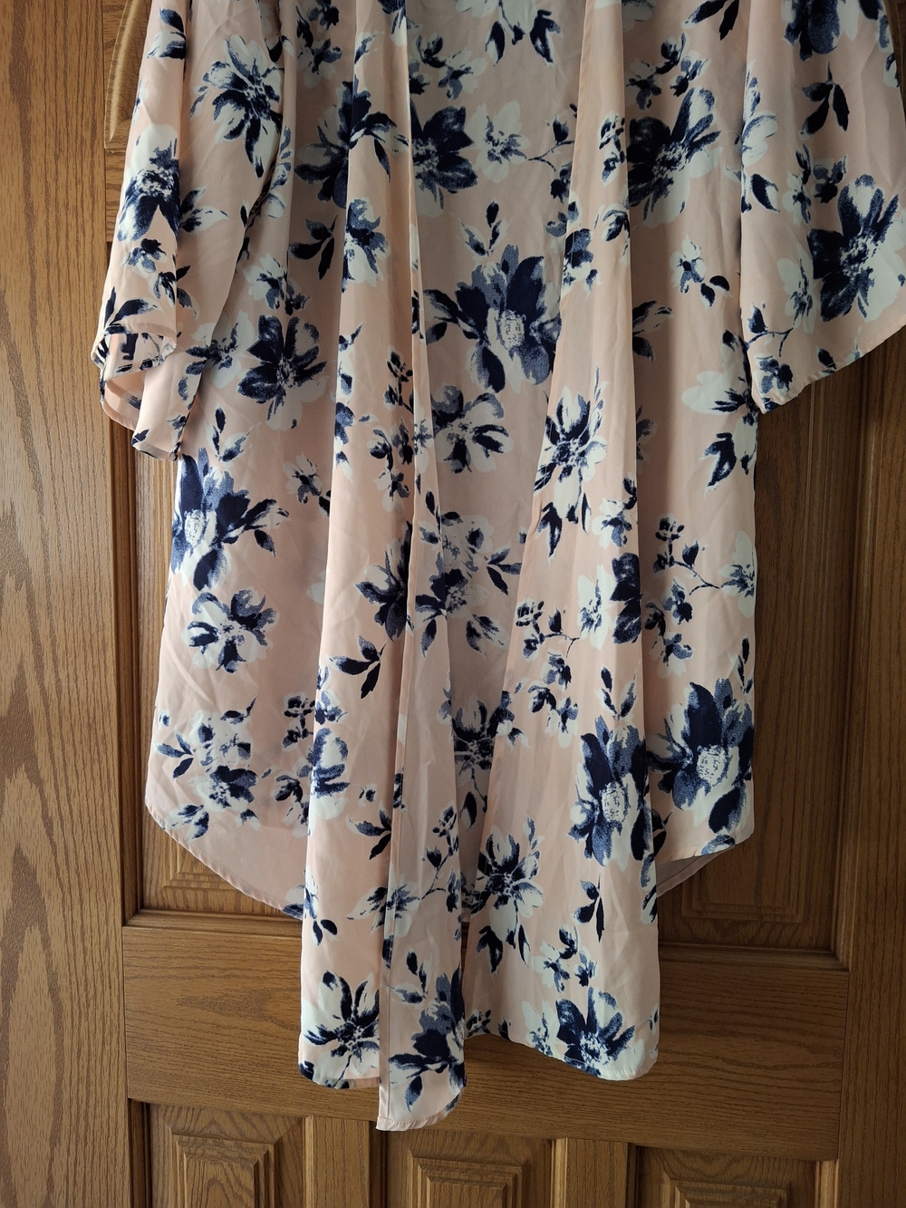 Pinkblush Pink Floral Kimono with Navy and White Blooms